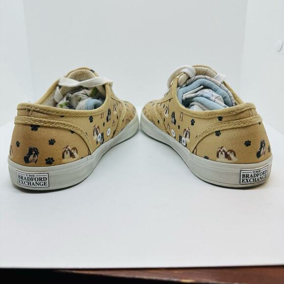 Shiz Tzu Dog Multiple Design Brown Dog Writing on Side Lace Up Shoe Size 6.5 - Picture 5 of 10